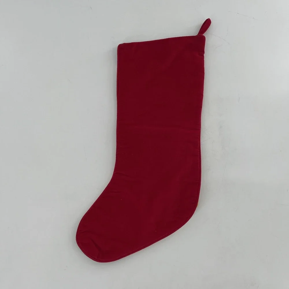 Needlepoint Christmas Stocking Completed Snowman Family Gifts Wreath Velvet, 20